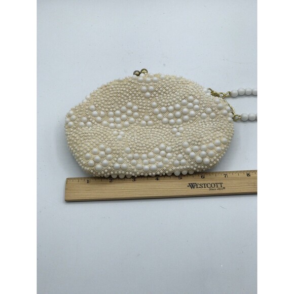 John Wind Purse/Clutch White Beaded Mid Century Style Made In Hong Kong - Picture 3 of 5